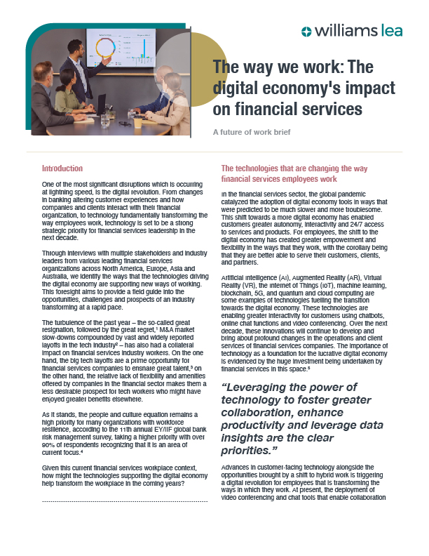 The way we work: The digital economy's impact on financial services
